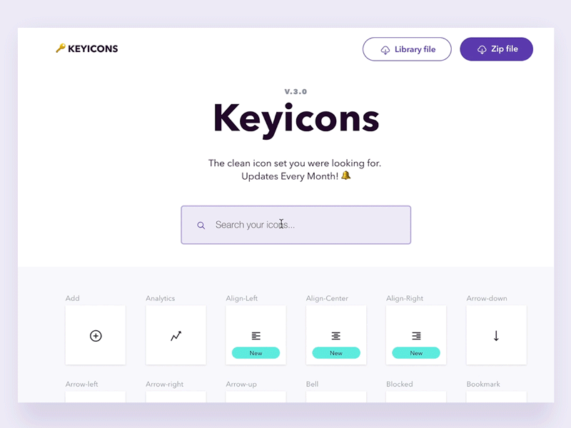 Keyicons - V3 download icons library search box sketch web
