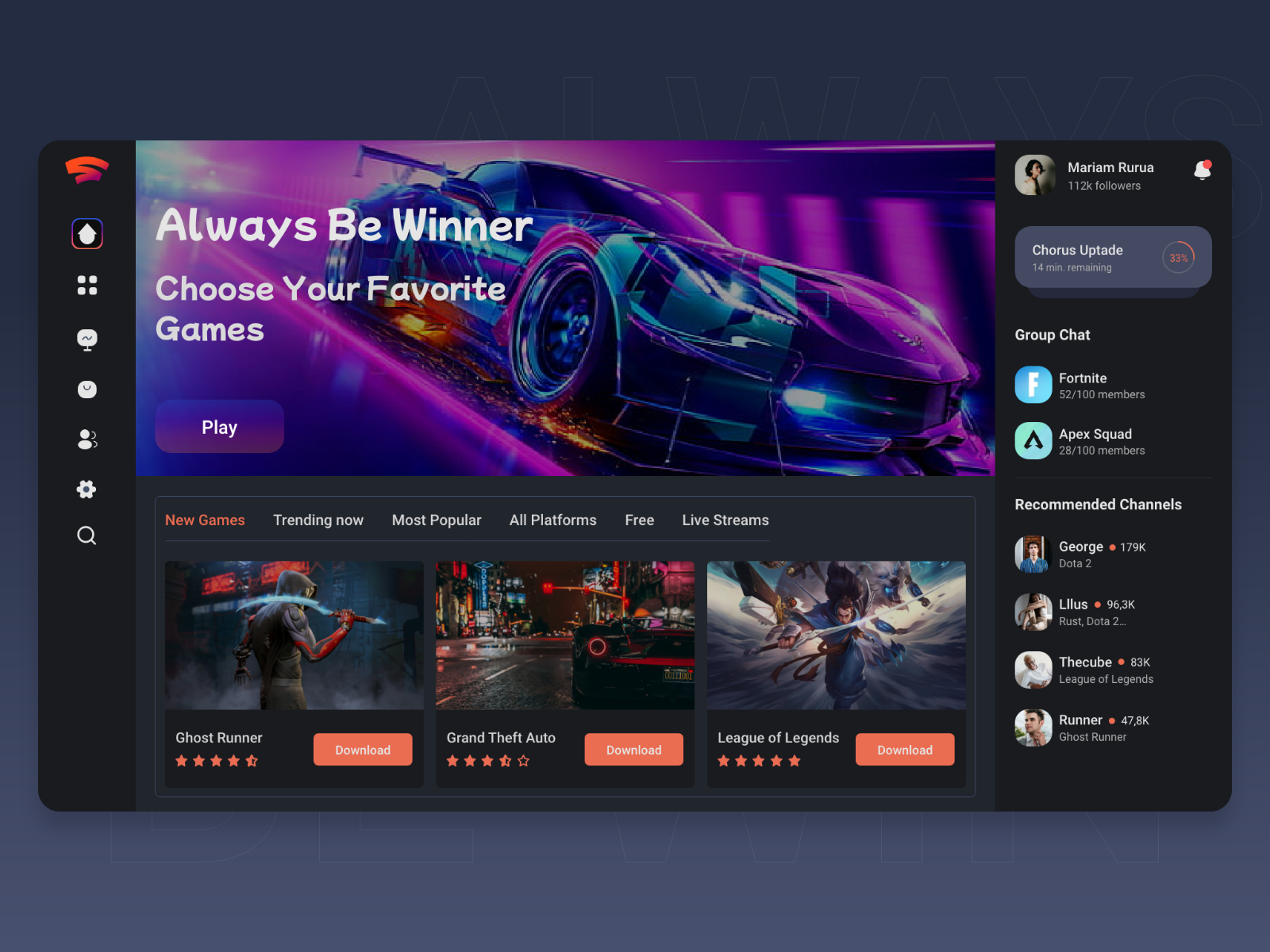 Gaming Dashboard by Mariam Rurua on Dribbble