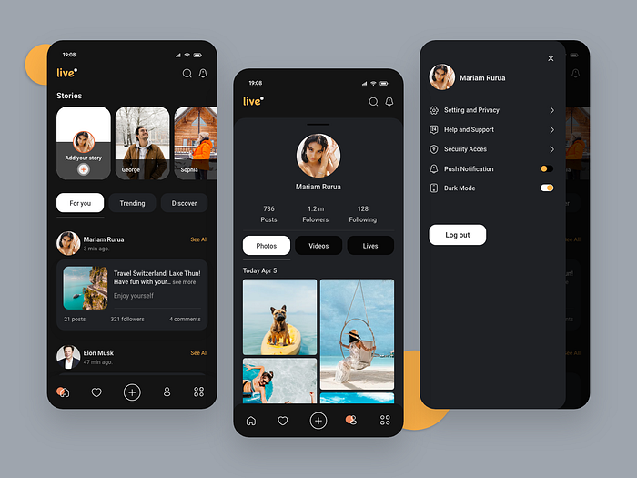 Social Media App by Mariam Rurua on Dribbble