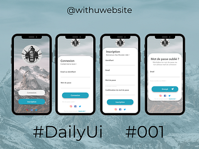 DailyUi 001 - Page de connexion adobe xd app design figma moutain moutains sign in sign up skiing ui ux web web design