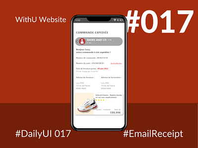DailyUI 017 - Email Receipt adobe xd app commande daily 100 challenge dailyui dailyui 017 dailyuichallenge designer email receipt mobile ui monday web design webdesign