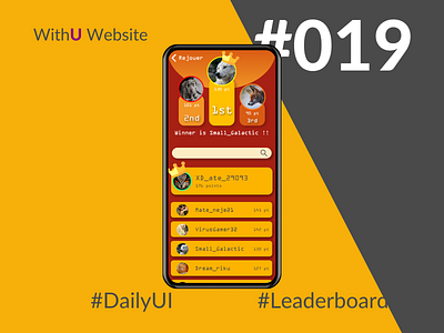 DailyUI 019 - Leaderboard 100days 100daysofui adobe xd app dailyui dailyui 019 dailyuichallenge designer leaderboard mobile app mobile ui ui webdesign wednesday winner