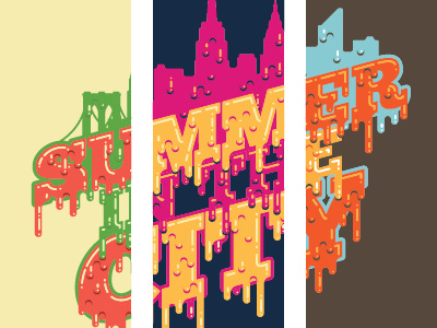 Colorz illustration melting new york skyline t shirt typography