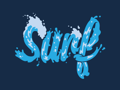 Surf 2 typography wave water surfing t-shirt lettering