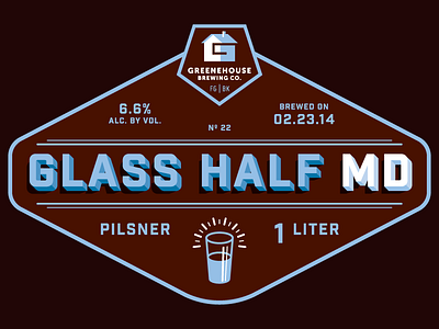 Glass Half MD beer label packaging pessimism typography