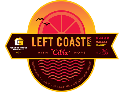 Left Coast IPA beer illustration label packaging sunset typography