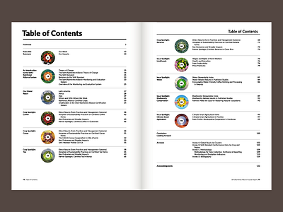 Impacts Report TOC layout report table of contents typography