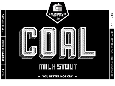 Coal full label beer christmas label packaging typography