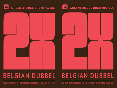 2X Belgian Dubbel beer label packaging typography