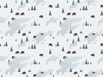 Yellowstone bison geyser illustration pattern wyoming yellowstone