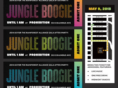 Jungle Boogie gala locator map new york ticket typography