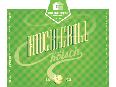 Knuckleball baseball beer label packaging typography
