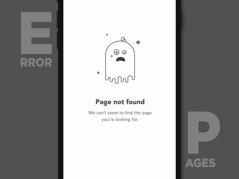 404 Page Not Found- Error Message 404 app black and white cute error 404 error page flat design mobile phone page not found ui ui design user experience