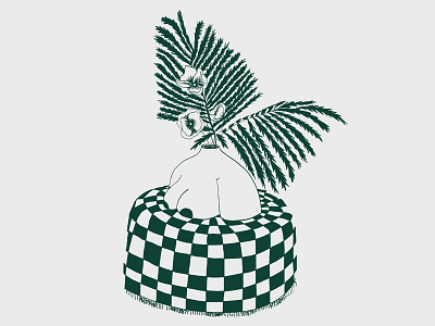 Pansy body checker fern figure pansy pattern surreal surrealism vase woman