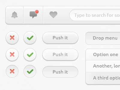 Light UI Buttons (PSD) active bell buttons check clean heart hover messages notifications selected ui ui kit