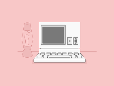 Retro Computer - Red computer icon illustration retro