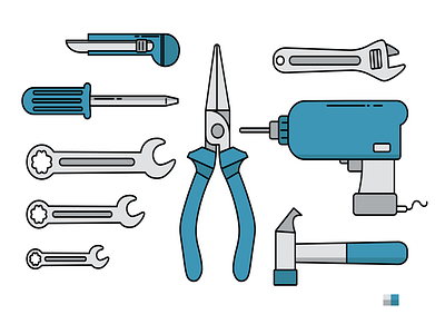 Tool Set drill icons iconset screwdriver set tool vector