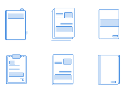 paper and notebook icon set set