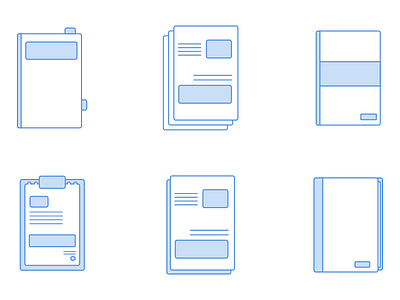 paper and notebook icon set