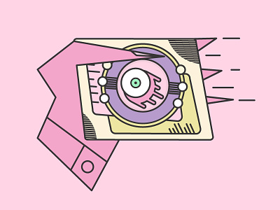 id card alien eye illustration pinky vector