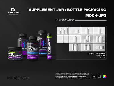 SUPPLEMENT JAR / BOTTLE PACKAGING MOCK-UPS capsules complex jars mockup nutrient sport sport nutrition supplement training