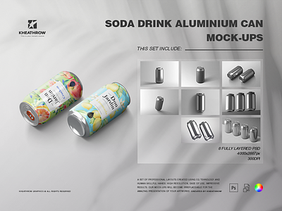 SODA DRINK ALUMINIUM CAN MOCK-UPS 330ml aluminium beer beverage can can mock up carbonated drink cola fizzy water label lemonade mineral water mockup power drink soda tin