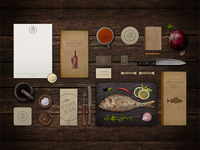 Download Restaurant / Fish Bar Identity Mock-Up by Kheathrow Graphics | Dribbble | Dribbble