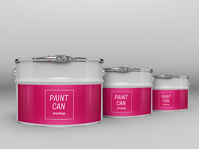 Paint Cans And Canisters Packaging Mock-Ups acrylic can canister logo mock ups mockup paint presentation professional psd showcase template