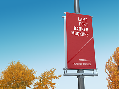 City Lamp Post Banners Mock-Ups advert advertisement banner branding event lamp mock up mockups post print psd template