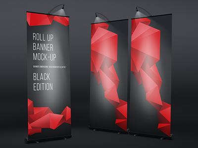 Roll Up Black Banner Mock-Up banner black mockup modern pull roll showcase stand stylish template up