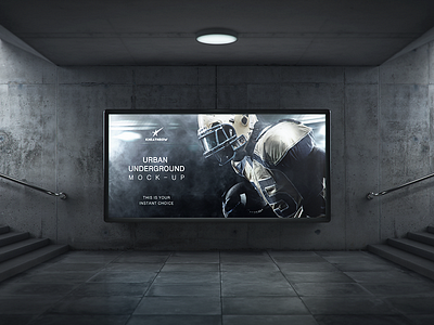 Urban Underground Lightbox / Billboard Mock-Ups advertisement billboard branding citylight concrete lightbox mockup outdoor poster tunnel underground urban