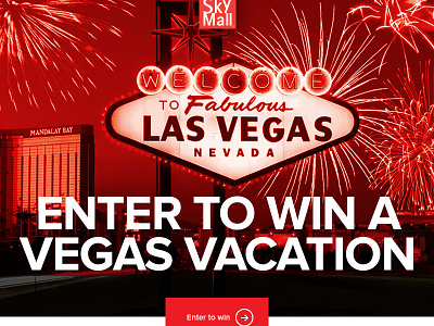 landing page for a SkyMall and Mandalay Bay's Sweepstakes