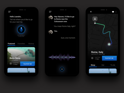 Teleport app app design ios ios app siri teleport teleportation ulysses vocal voice assistant