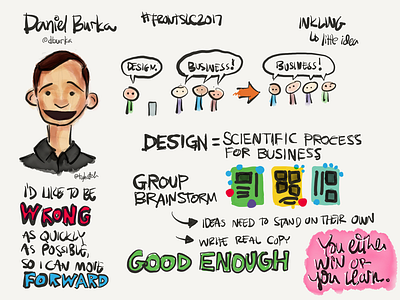 Sketchnotes for Daniel Burka Front SLC 2017 presentation