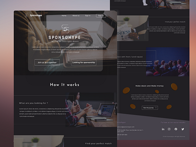 SponsoHype 3d coins adobe xd coins design footer glass effect home homepage navbar ui ux website design