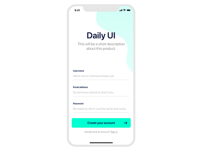 Daily UI #001 - Sign Up daily ui daily ui 001 sign up