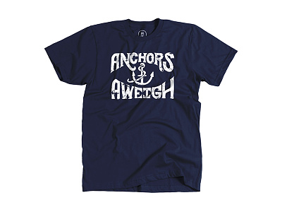 Anchors Aweigh Tee anchor cotton bureau hand lettering handmade illustration lettering linocut nautical navy sailing t shirt type