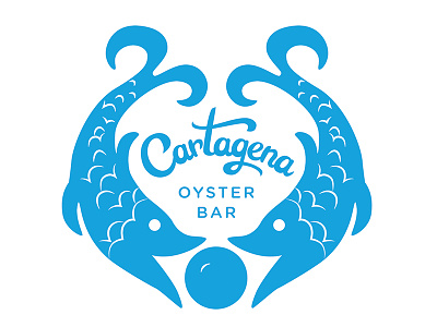 Cartagena Oyster Bar Logo bar blue coastal fish fresh hand drawn hand letter logo oyster seafood tropical type