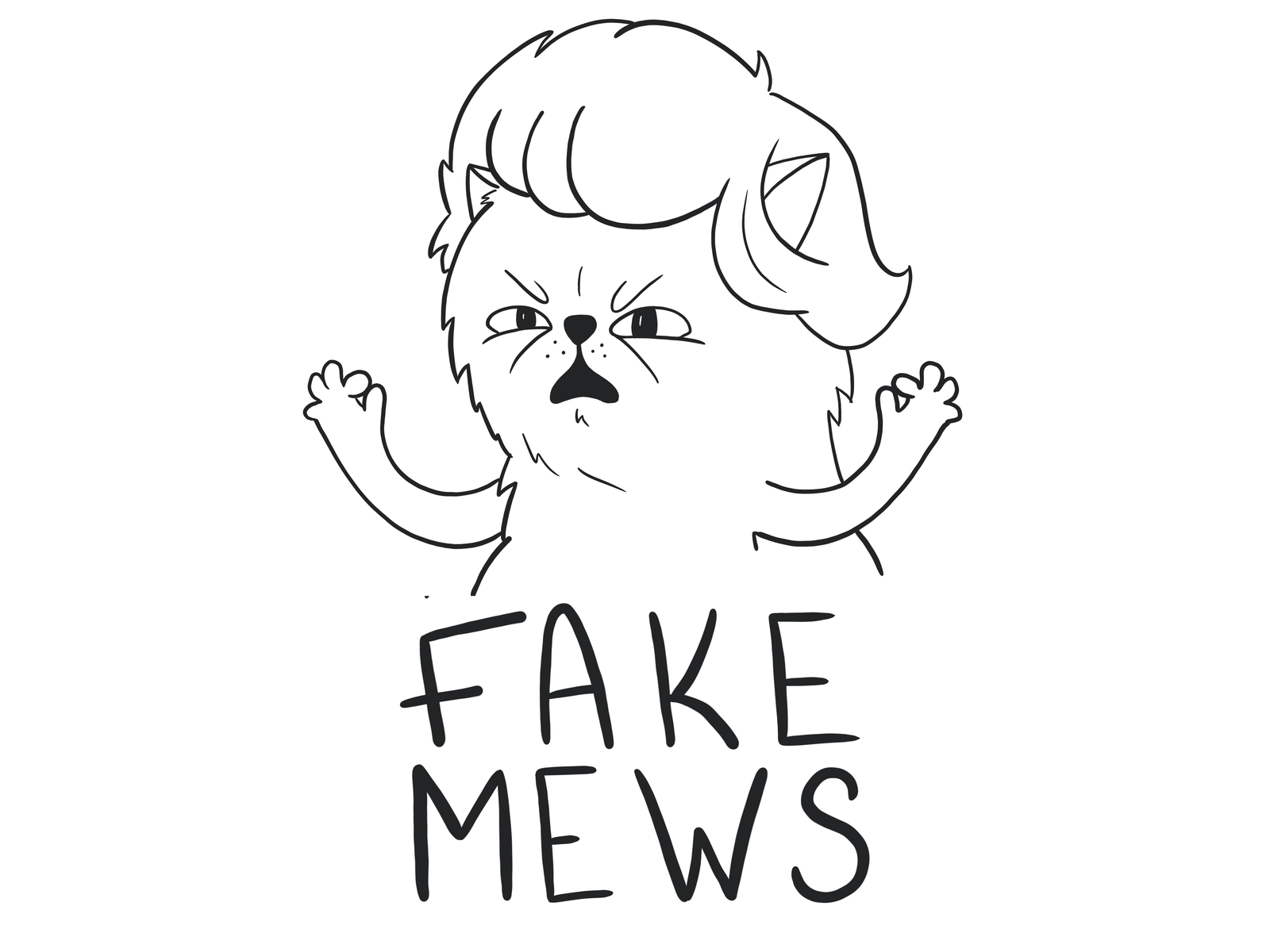 If Trump Was a Cat line art line drawing fake news cat trump political cartoon cute procreate hand drawn illustration