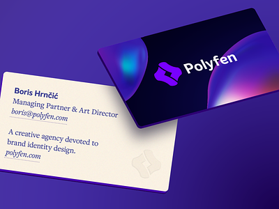 Polyfen — Business cards abstract agency brand branding business card clean creative design embossed geometric ideogram logo minimalism minimalist presentation stationary stock typography visiting