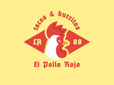 El Pollo Rojo — Pictorial Logo animal brand branding burritos clean creative design emblem food geometric illustration logo mexican minimalist negative rooster space spicy tacos