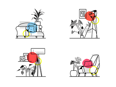 Furniture illustration set