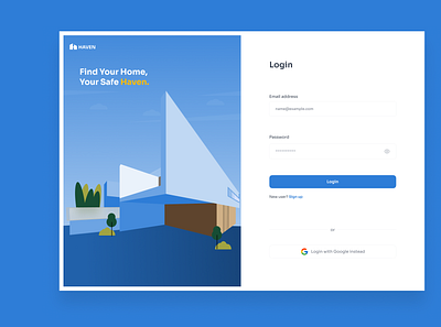 Login screen: Haven real estate app branding design jordan hughes login product design real estate sign in sign in sign up ui uiux ux