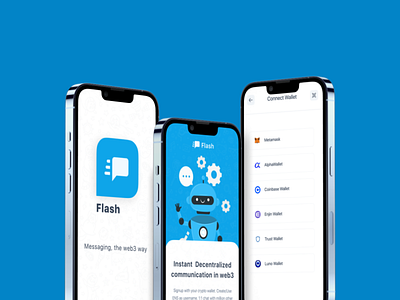 Flash- A web 3 Messaging D'app 3d animation app blockchain branding chat app chat ui crypto design graphic design illustration logo motion graphics onboarding product design ui uiux ux web3 web3 design