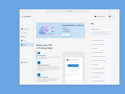 Liquidefi- ETH 2.0 Liquide staking solution app branding crypto defi design eth illustration logo product design staking ui uiux ux web 3 web3 web3 design