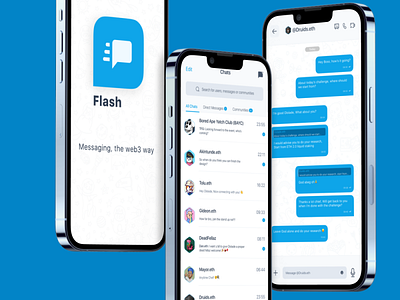 Flash- A web 3 Messaging D'app app blockchain branding chat chat app chat ui crypto dapp design illustration logo product design ui uiux ux web 3 web3 web3 design
