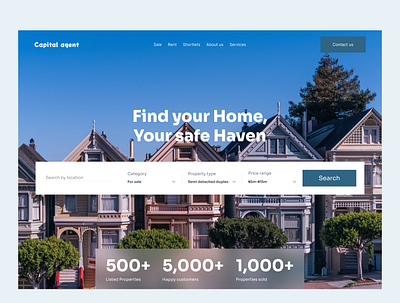 Real Estate Agency landing page app branding crypto design illustration landing page logo product design property real estate ui uiux ux