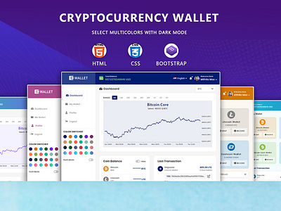 CRYPTOCURRENCY WALLET WEBSITE TEMPLATE - HTML5 clone app clone website crypto wallet cryptocurrency design html template web templates