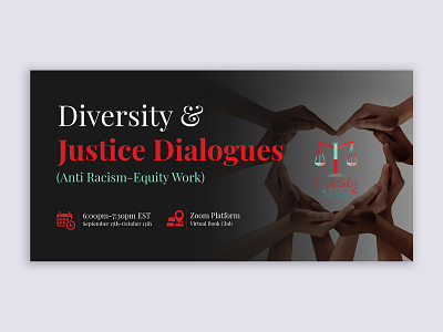 Diversity and Justicce Dialogues event banner design dialouges diversity event event banner event cover event flyer eventbrite eventbriter events justie webinar