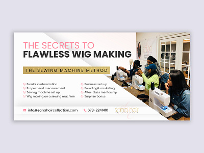 Secrets to Wig Making Online Event banner banner design event event cover eventbriter socialmedia training